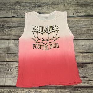 Positive Vibes Positive Mind Lotus Sleeveless Pink Yoga Shirt Womens Small